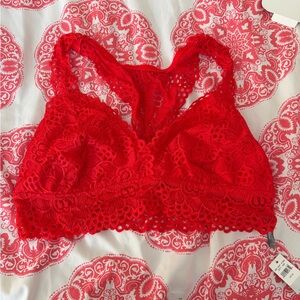 Aerie Vibrant Red Lace Bralette